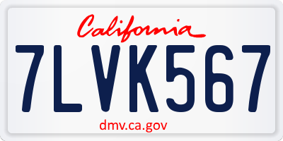 CA license plate 7LVK567