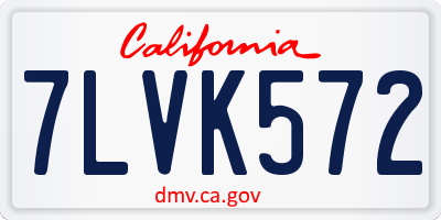 CA license plate 7LVK572