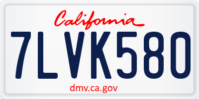 CA license plate 7LVK580