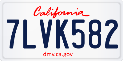 CA license plate 7LVK582