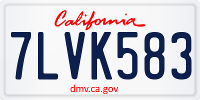 CA license plate 7LVK583