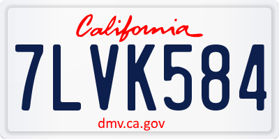 CA license plate 7LVK584