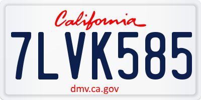 CA license plate 7LVK585