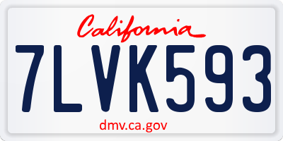 CA license plate 7LVK593
