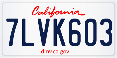 CA license plate 7LVK603