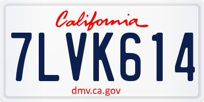 CA license plate 7LVK614