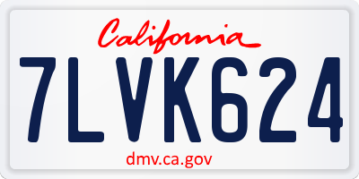 CA license plate 7LVK624