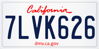CA license plate 7LVK626