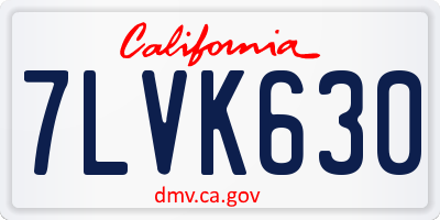 CA license plate 7LVK630