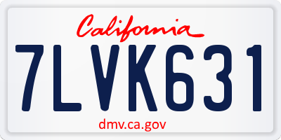 CA license plate 7LVK631