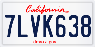 CA license plate 7LVK638