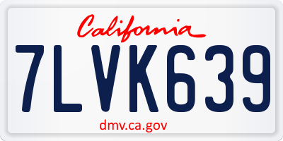 CA license plate 7LVK639
