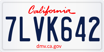 CA license plate 7LVK642