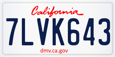 CA license plate 7LVK643