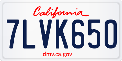 CA license plate 7LVK650