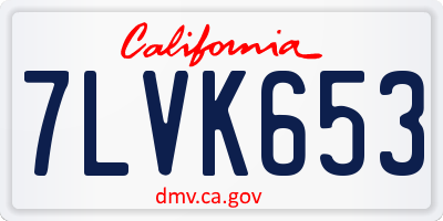 CA license plate 7LVK653
