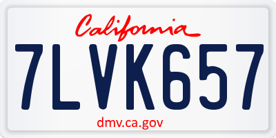 CA license plate 7LVK657