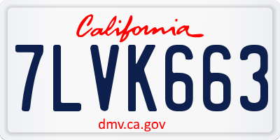 CA license plate 7LVK663