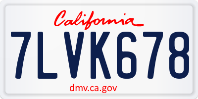 CA license plate 7LVK678