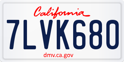 CA license plate 7LVK680