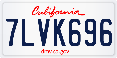 CA license plate 7LVK696