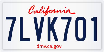 CA license plate 7LVK701