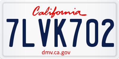 CA license plate 7LVK702