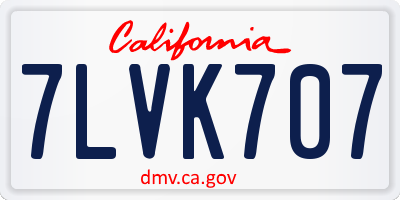 CA license plate 7LVK707