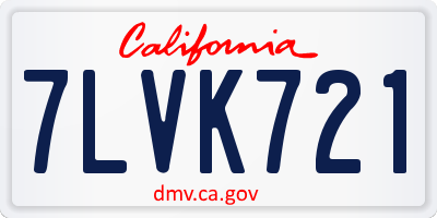 CA license plate 7LVK721