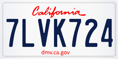 CA license plate 7LVK724