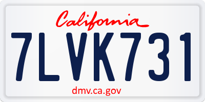 CA license plate 7LVK731