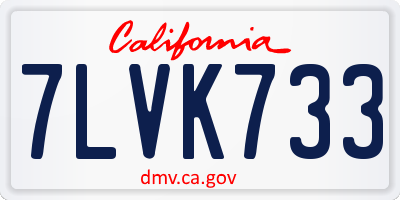 CA license plate 7LVK733