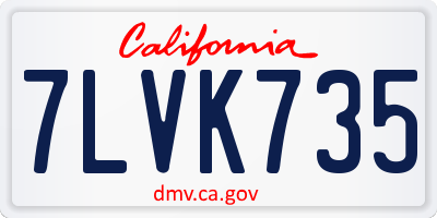 CA license plate 7LVK735