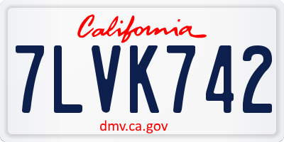 CA license plate 7LVK742
