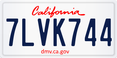 CA license plate 7LVK744