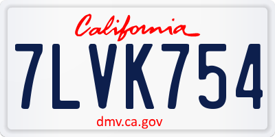 CA license plate 7LVK754
