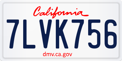 CA license plate 7LVK756