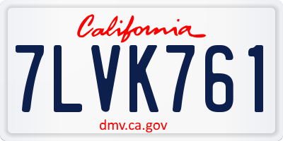 CA license plate 7LVK761
