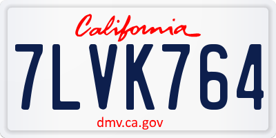 CA license plate 7LVK764