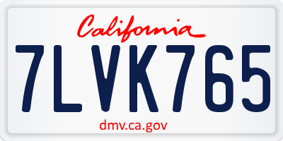 CA license plate 7LVK765