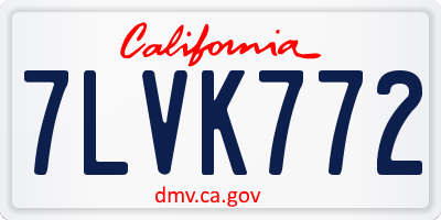 CA license plate 7LVK772