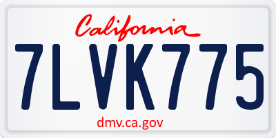 CA license plate 7LVK775