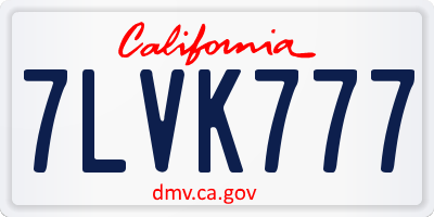 CA license plate 7LVK777