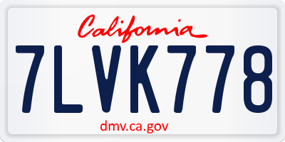 CA license plate 7LVK778