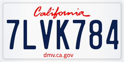 CA license plate 7LVK784