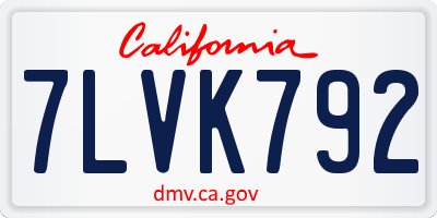 CA license plate 7LVK792