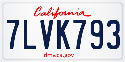 CA license plate 7LVK793