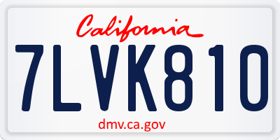 CA license plate 7LVK810