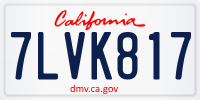 CA license plate 7LVK817