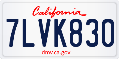 CA license plate 7LVK830